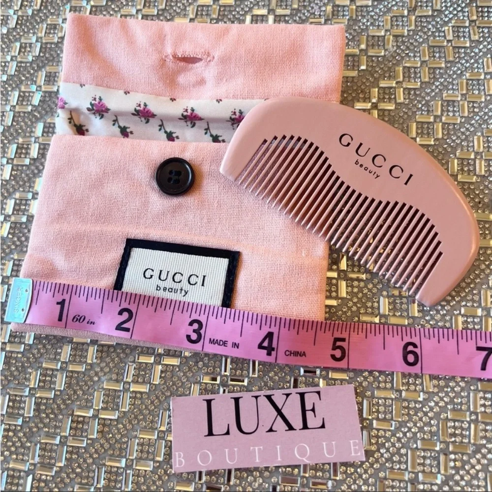 💎 GUCCI Beauty Pink Hair Comb + Travel Pouch Floral NEW Gift Glam Luxe
